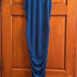 VENUS Royal Blue Open Back Gathered Midi Dress